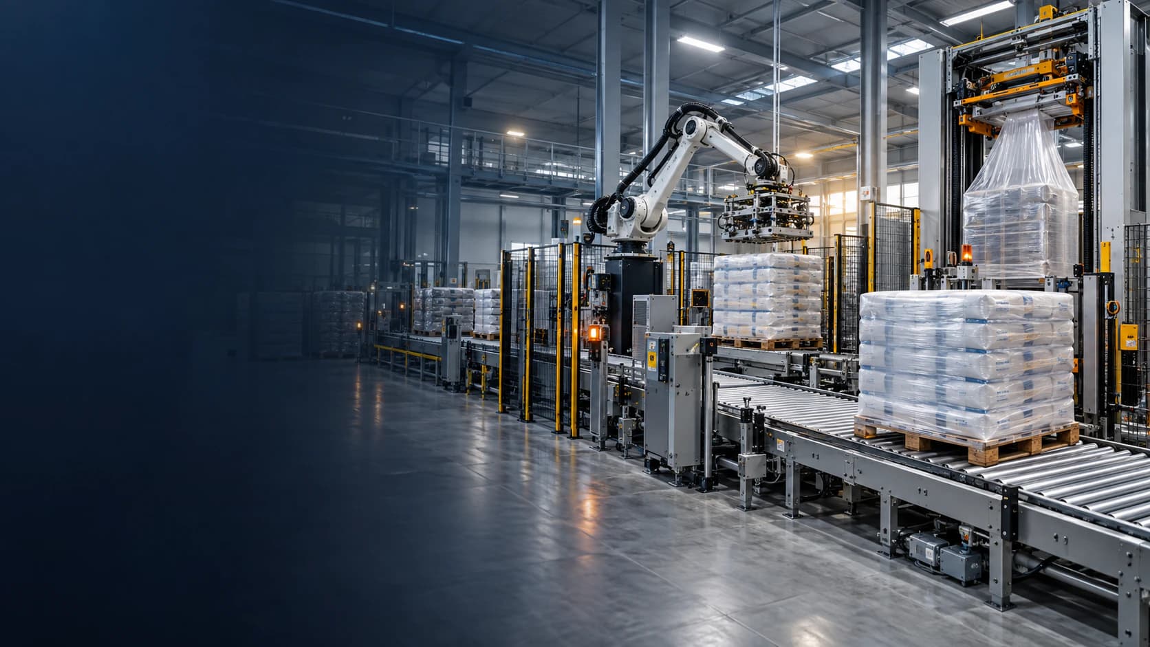 Robotik paletleme ve stretch hood hattı